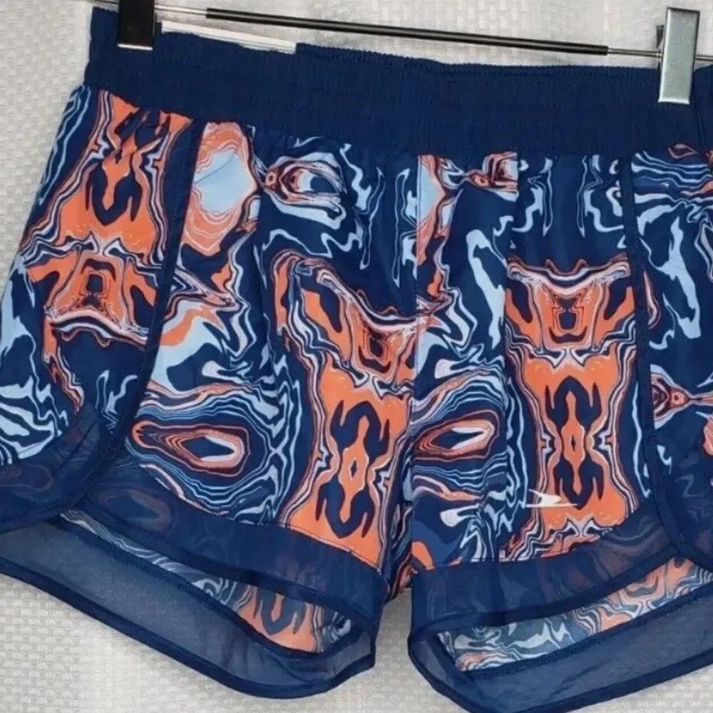 CRANE LINED RUNNING SHORTS LAVA PRINT BLUE ORANGE size L